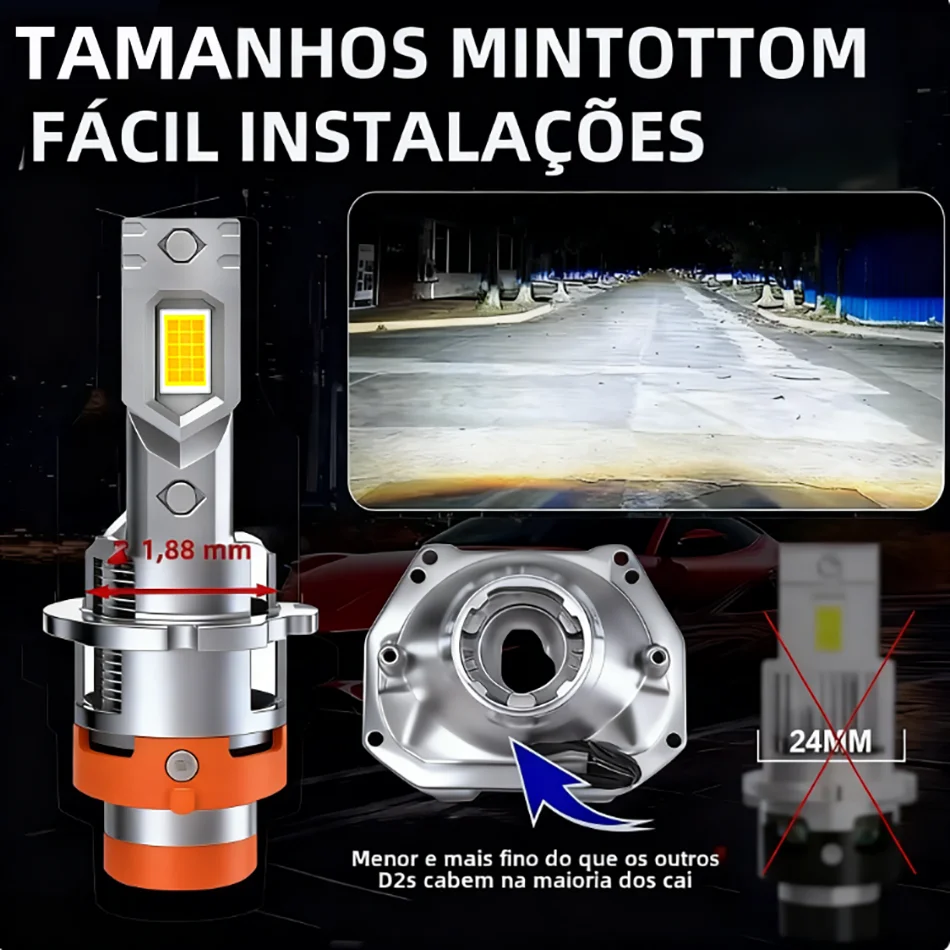 D2S D4S LED Car Headlight Bulbs D1S D3S Canbus Mini size light Wireless Fan D2R D4R Car Lamp HID Xenon 1:1 Turbo Auto Headlamp view 3