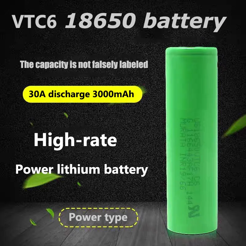 

18650 VTC6 Lithium-Ion Rechargeable Battery 3000mAh 30A Electric Tool Flashlight Compatible