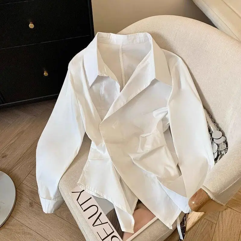 

Fashion Women Polo Collar Long Sleeve Shirt Cotton Blend Spring Summer Casual Wear Thin Wear Women's Work Blouse Slim Fit Top