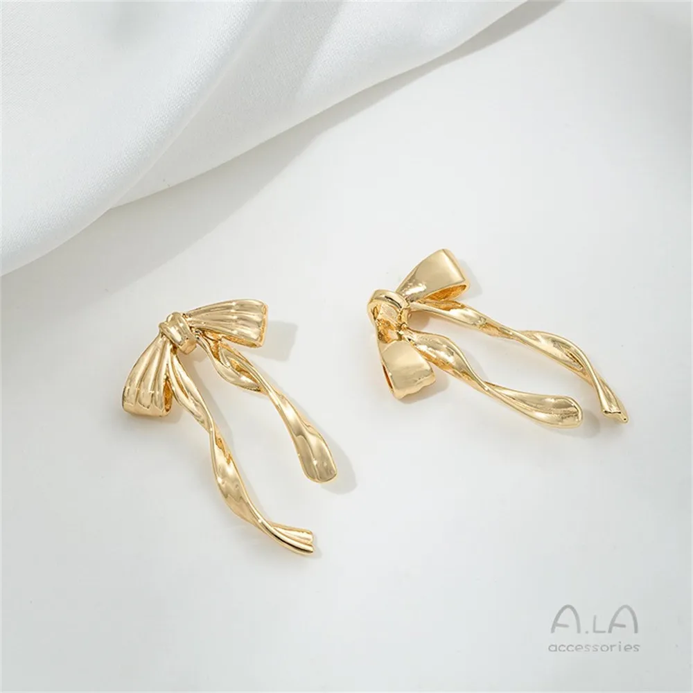 

14K Bag Gold Gloss Line Bow Pendant Handmade Pendant Diy Pearl Bracelet Necklace Accessories