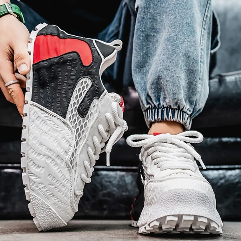 

2025 Spring New Fashion Trend Men's Casual Sports Shoes Mesh Breathable Comfortable Thick Soled Shoes Low Top Platform sneakers