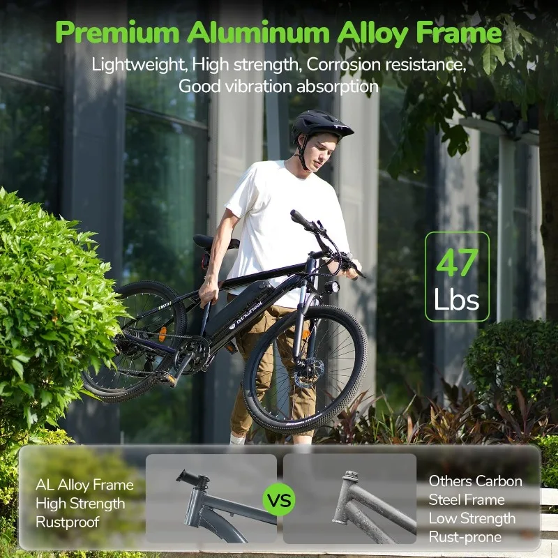 M10 Electric Bike Adult 500W, 26" Commuting Electric Mountain Bike 20MPH Max Range 55+ Miles, Removable Battery image 6