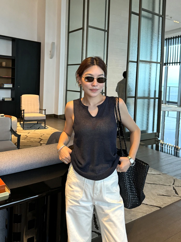 

Женская летняя тонкая повседневная футболка-топ Yangle из шелковистой ткани, свободного кроя, с V-образным вырезом, красная, дышащая, влагоотводящая, в корейском стиле