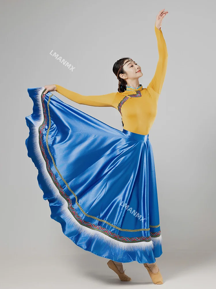 New Tibetan dance costume, art exam performance costume, Tibetan half skirt, square skirt, art exam big swing skirt