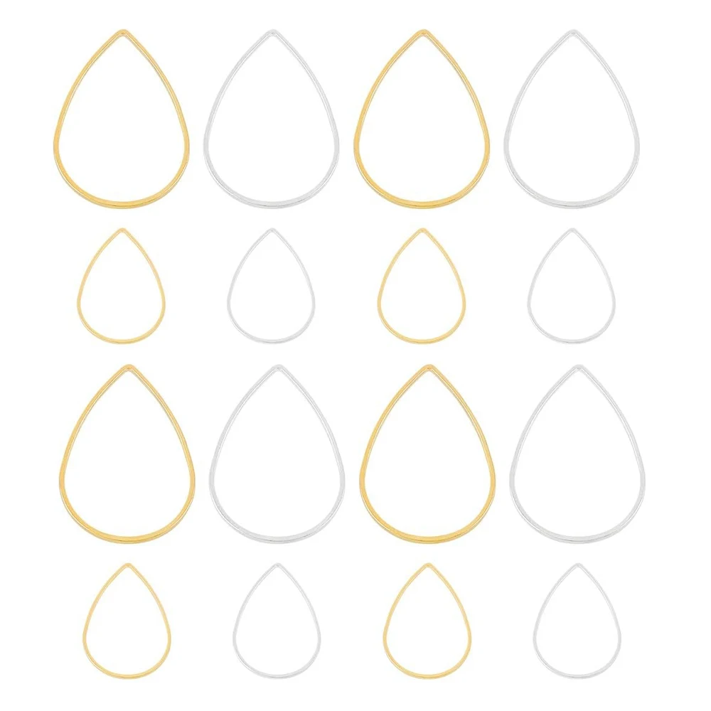 20Pcs Brass Open Teardrop Charms Links Bezel Frames Connector for Diy Necklaces Bracelets Jewelry Making Earrings Beading Hoop