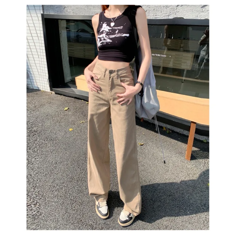 

Свободные женские джинсы с высокой талией, свободный крой, широкие джинсовые брюки, весенние новые модные мягкие драпированные брюки в стиле ретро