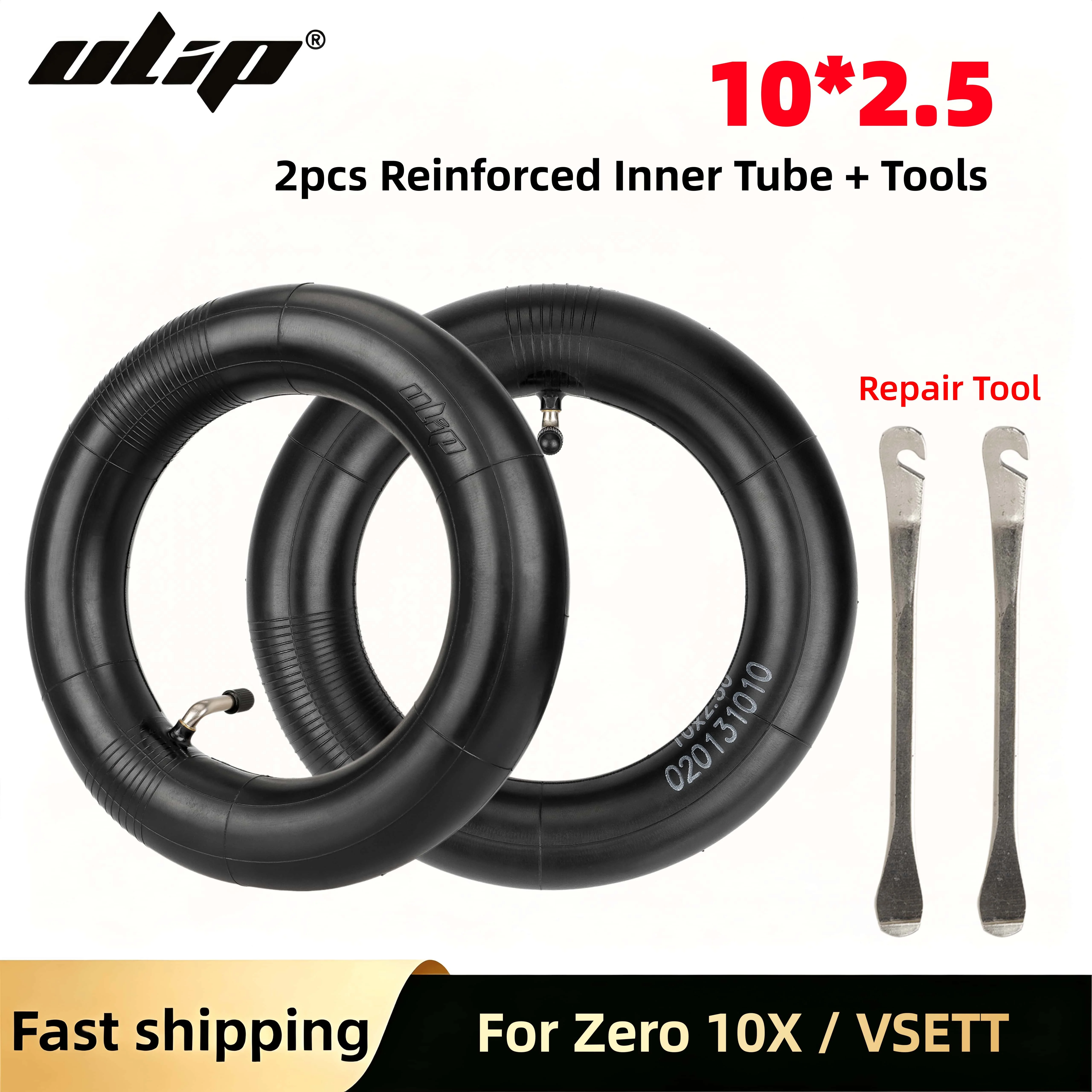 Ulip 10x2.5 Reinforced Inner Tube 10 Inch Butyl Rubber Scooter Tire Replacement for Kugoo M4 Zero 10X VSETT E-Scooter Tube Set