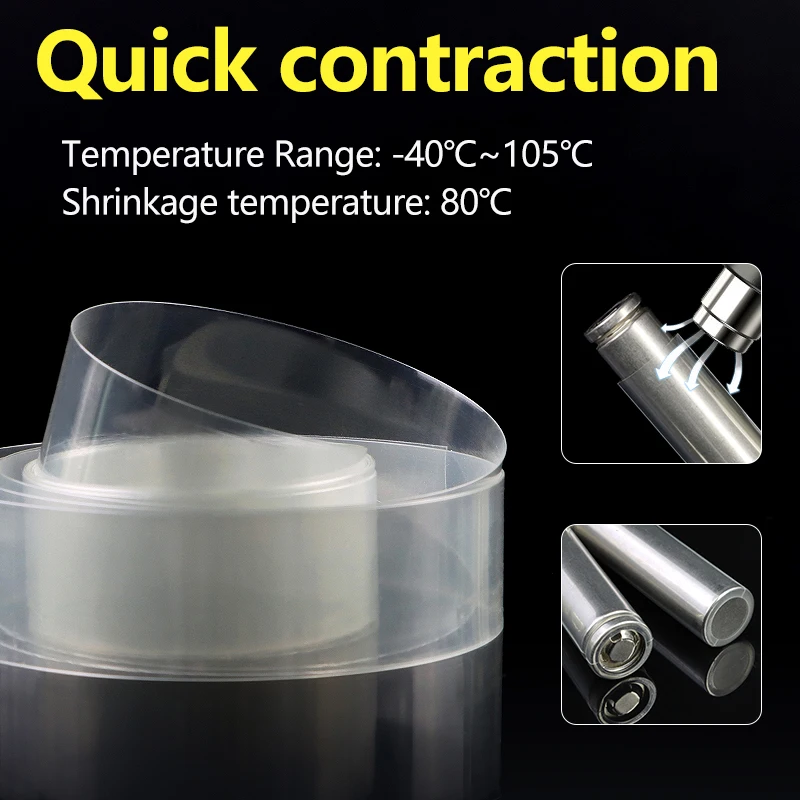 3/5m Clear PVC Heat Shrink Tube Width 50mm ~ 500mm 18650 Lipo Battery Pack Insulated Cable Sleeve Battery Wrap Protection Film