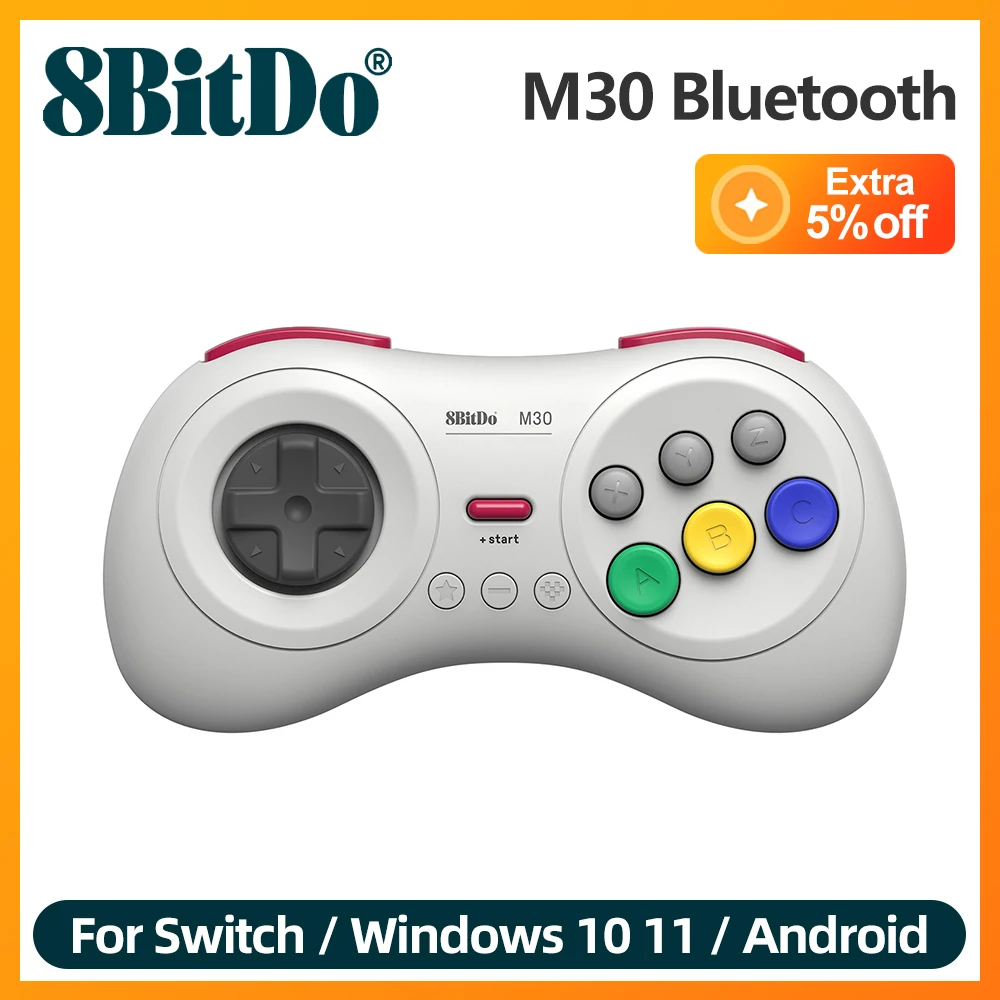 

8Bitdo M30 Bluetooth Controller Gamepad for Nintendo Switch PC macOS and Android with Sega Genesis Mega Drive Style