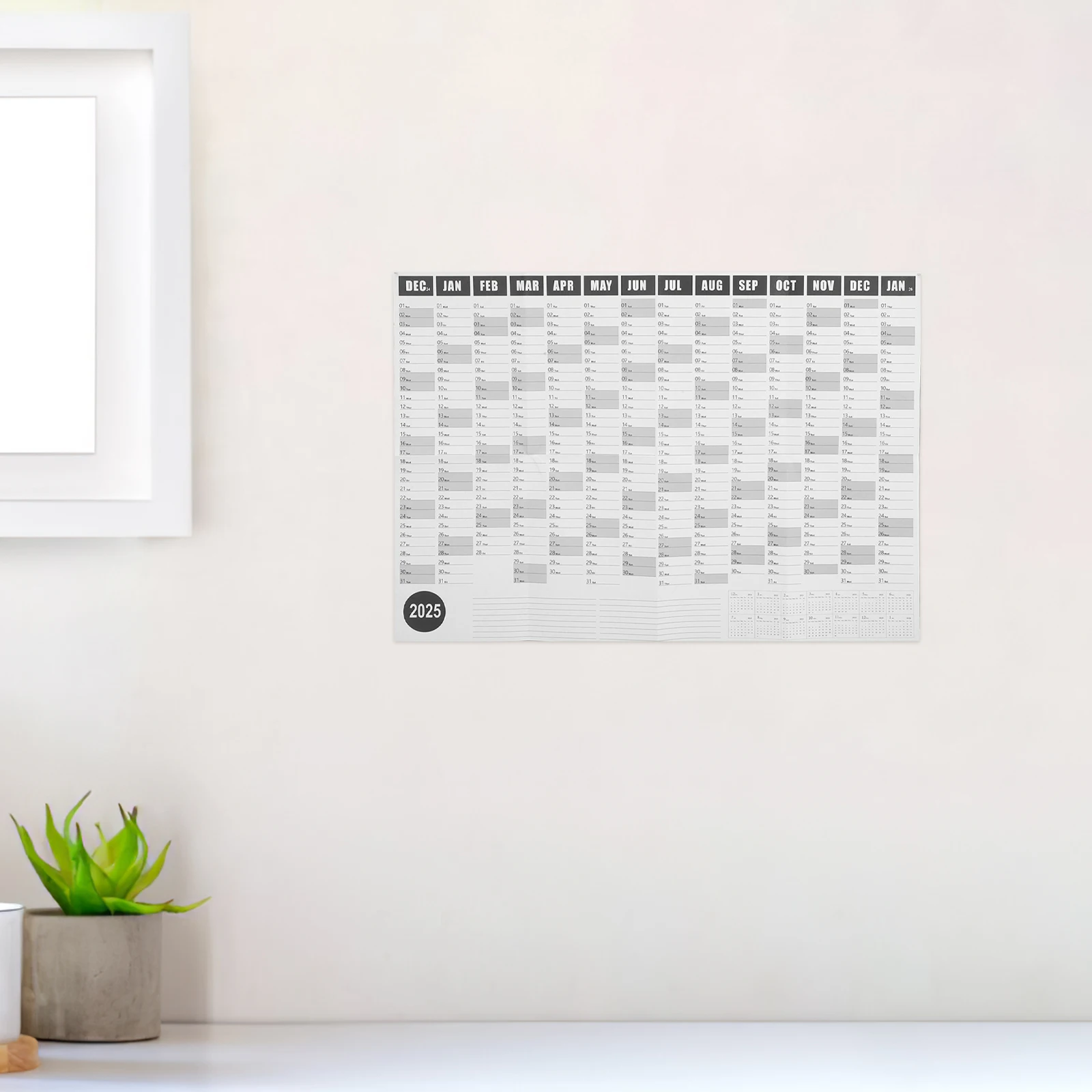 

1 set 2025 Creative Wall Hanging Paper Calendar Large Size Lightweight Sturdy Yearly Schedule Planner Space Saving Office Home