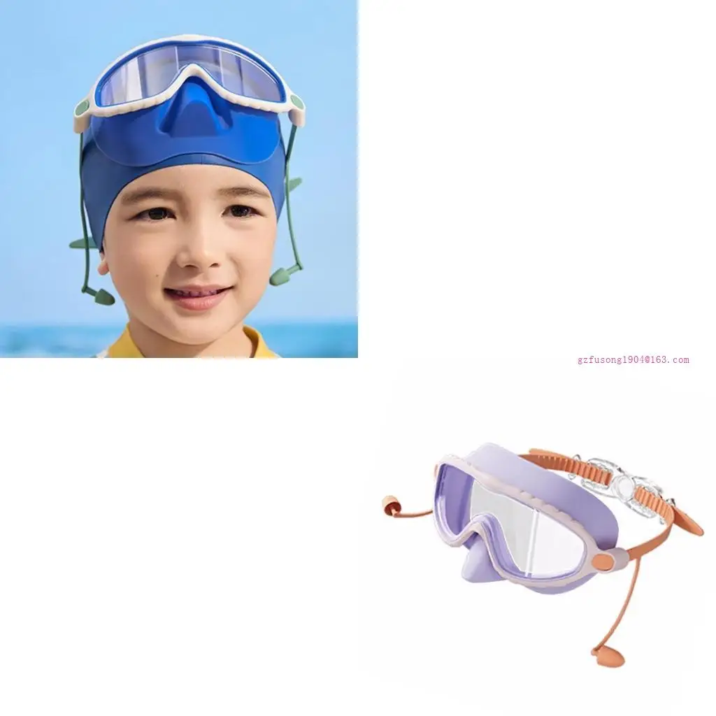 Kid Swim Goggles With Earplugs Water and Frogs Resistant Kid Swimming Goggles D5QD