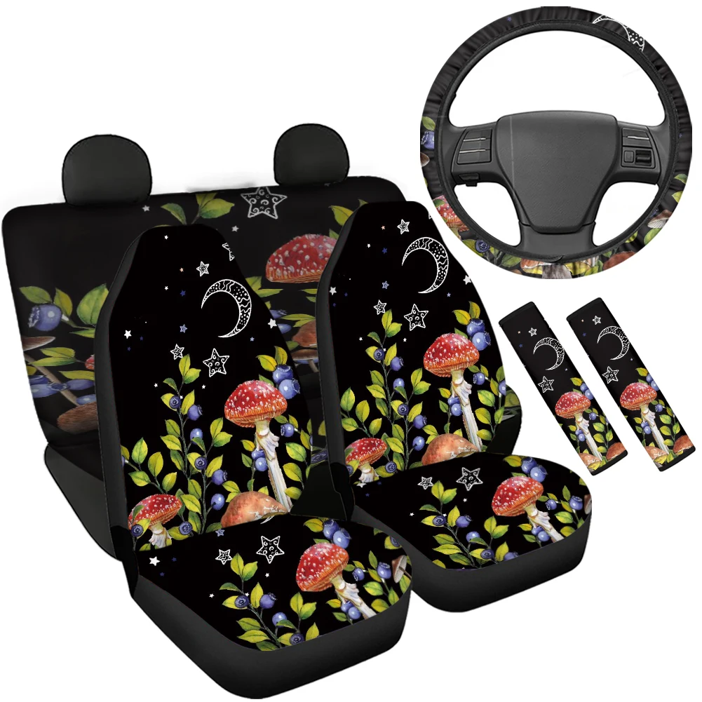 

Mushroom Moon Pattern Auto Seat Cover fit Car Van SUV Trucks Anti-skid Steering Wheel Cover Easy to Install accesorios para auto