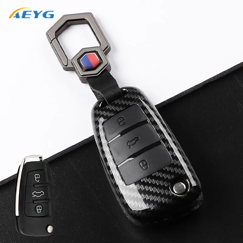 ABS Carbonfaser Autoschlüsselhülle für Audi A1 A3 A4 8P 8L 8V A5 B6 B7 A6 A7 C5 C6 Q3 Q5 Q7 4F S3 S4 S6 RS3 TT Schlüsselanhänger