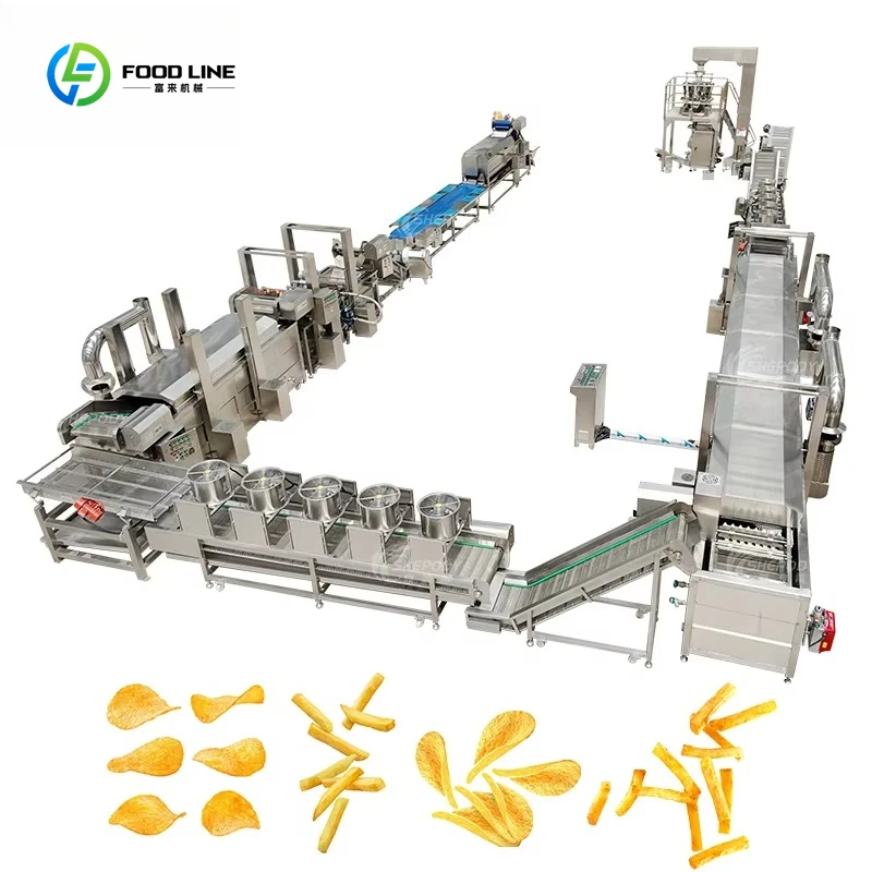 Automatic French Fries Potato Chips Machine Fully Automatic Electric Fried Potato Chips Production Line
