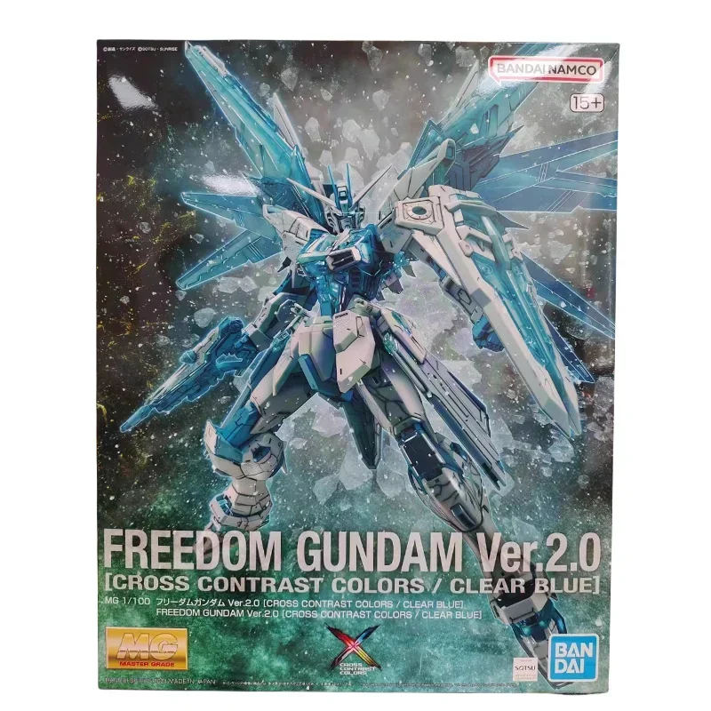 Genuine Bandai Anime FREEDOM GUNDAM 2.0 JUSTICE PROVIDENCE CLEAR BIUE MG Assembled Model Toy Movable Doll Gift for Children Boys