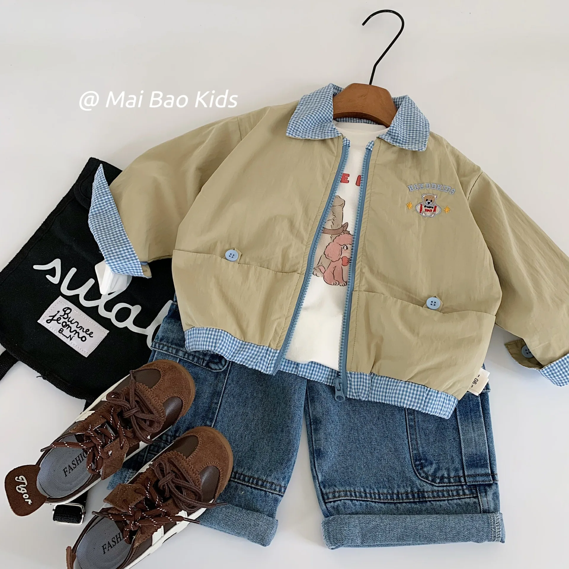 

1-6Y Baby Boys Coat New Autumn Toddler Kids Boys Coats 2025 Bear Turn Down Collar Long Sleeve Casual Zipper Children Boy Tops
