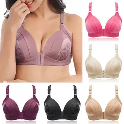 Sexy Front Button Type Women's Bra No Steel Ring Anti-sagging Gathered Push Up Comfortable Large Size Thin Section Underwear