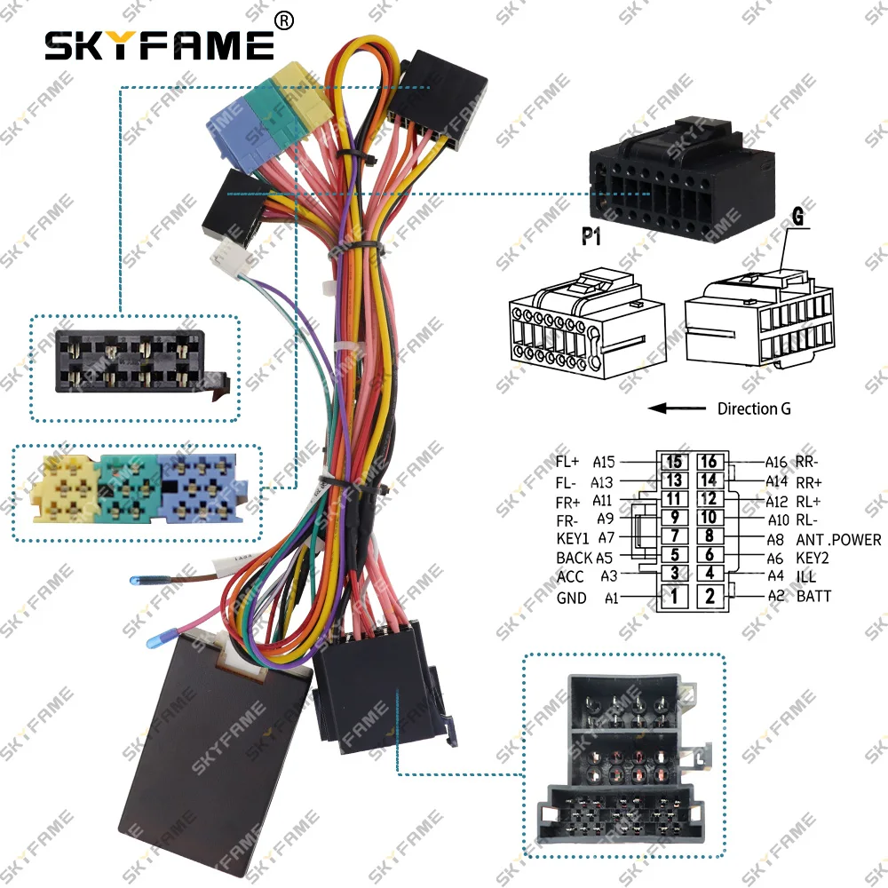 SKYFAME 16Pin Car Wiring Harness Adapter Canbus Box Decoder Android Radio Power Cable For Hyundai Rohens-coupe OD-HY-16