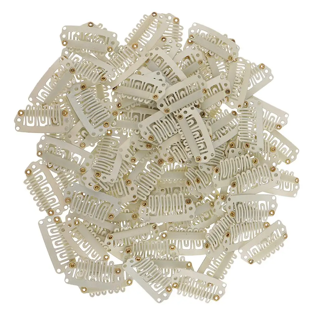 100pcs 28mm Metal  Clips Weft False Extensions Hairpiece