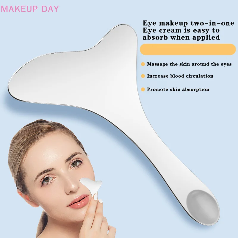 Roestvrijstalen Make-Up Toner Spatel Dubbel-Einde Cosmetische Crème Lepel Foundation Mengtool Eyeliner Assistent Make-Up Tool