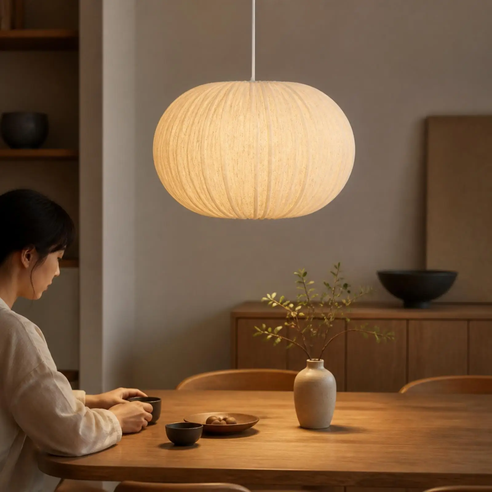 Round Hemp Rope Pendant Lamp Shade Cover 40cm Fabric Linen Ball Light Accessory for Minimalist Bedroom