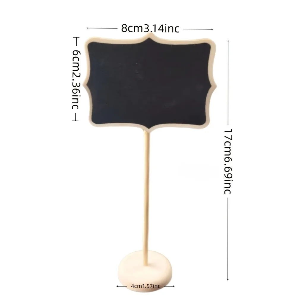 Desktop Vertical Blackboard with Retro Trim, Erasable Base Stand for Birthday, Wedding, and Food Tags