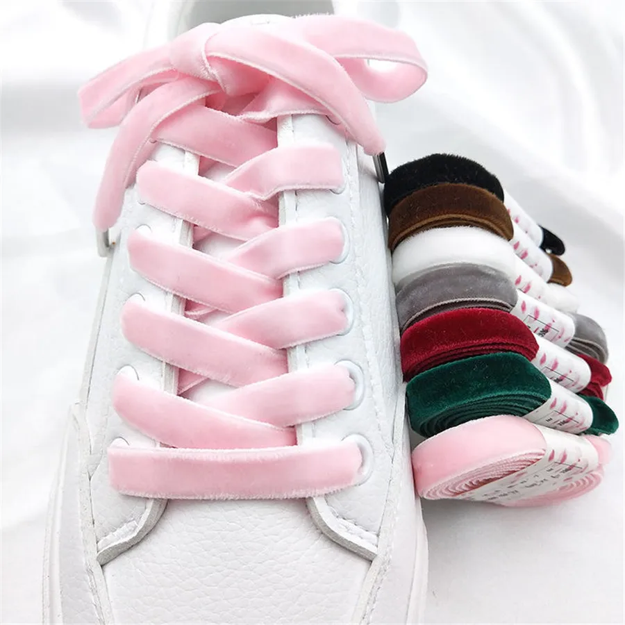 1 Pair Single-side Velvet Surface Shoelaces Width 1cm Length 80/100/120/160CM Red Black Sports Casual Shoes Laces