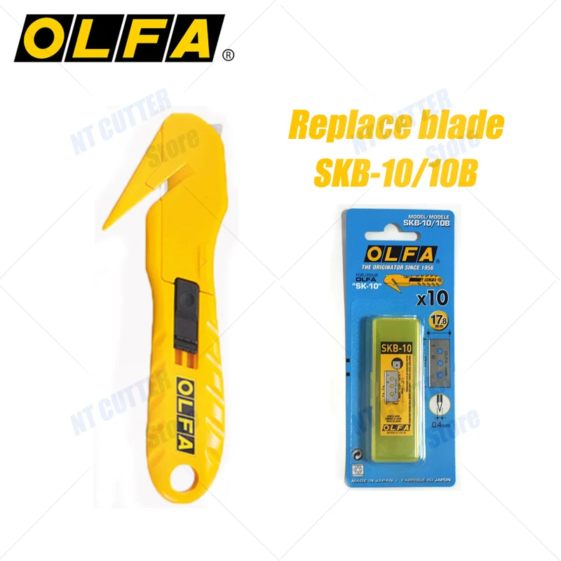 OLFA Jepang asli SK-10 Multi functional Professional Grade Box Opening Knife Safety Express Knife Shrinkage Film/Plastic Bag/Paper Box Cutting Machine Binding Strap Cutting Rope Art Knife, Replacement Blade: SKB-10/10B