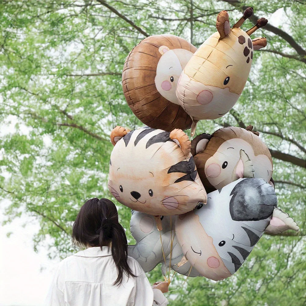 6 stücke Nette Matte Tier Kopf Ballon Set Cartoon Löwe Tiger Zebra Ballon Geburtstag Party Dekoration Festival Fotografie Requisiten
