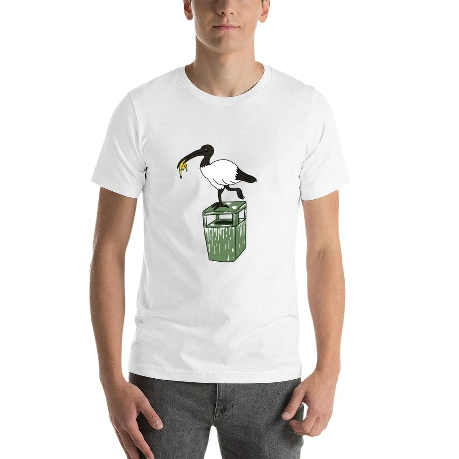 إيبيس أكل الموز قشر على براز مغطاة بن تي شيرت رجل تي شيرت للرجال تي شيرت للرجل القطن لينة تي شيرت