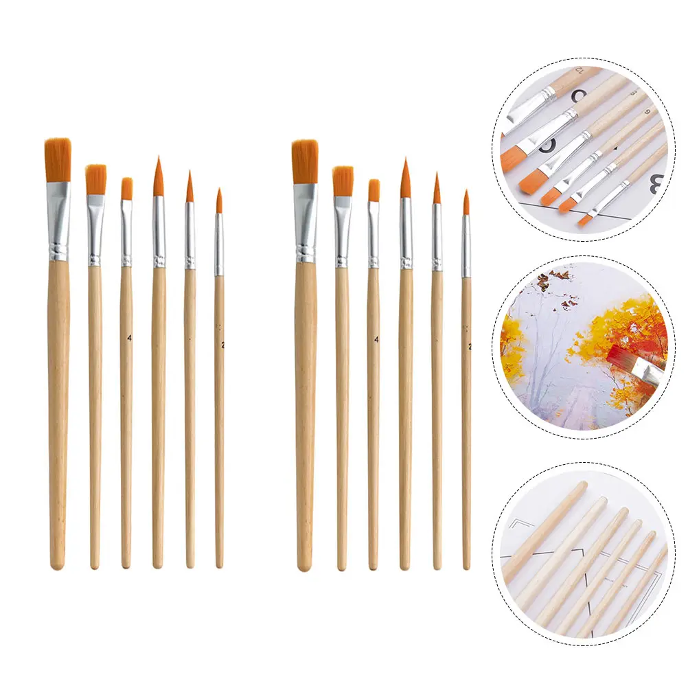 

12Pcs Oil Painting Brush Set Nylon Hair Paintbrushes for Kids Beginners Artists Watercolor Gouache Acrylic Drawing Portable Art