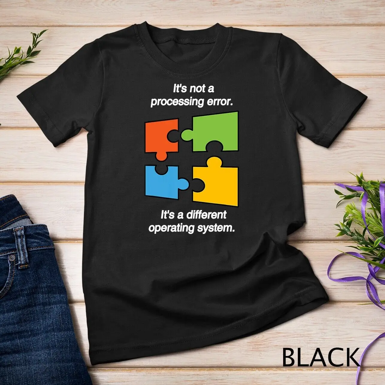 Divertente aprile autismo consapevolezza nastro puzzle sistema operativo t-shirt Unisex