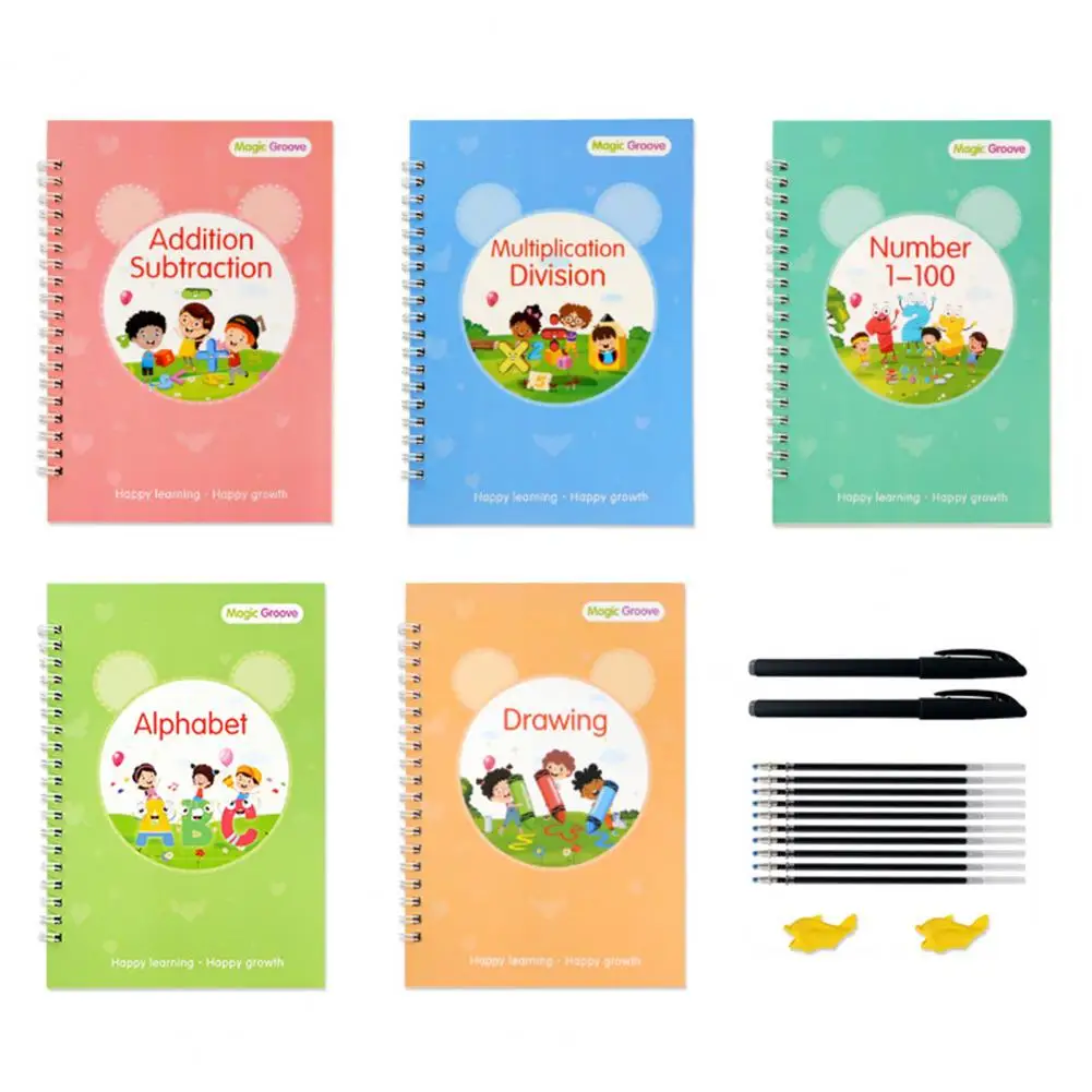 Calligraphy Copybook Practice Workbooks Enhance Children's Handwriting Skills with Reusable Grooved Copybook Set for School