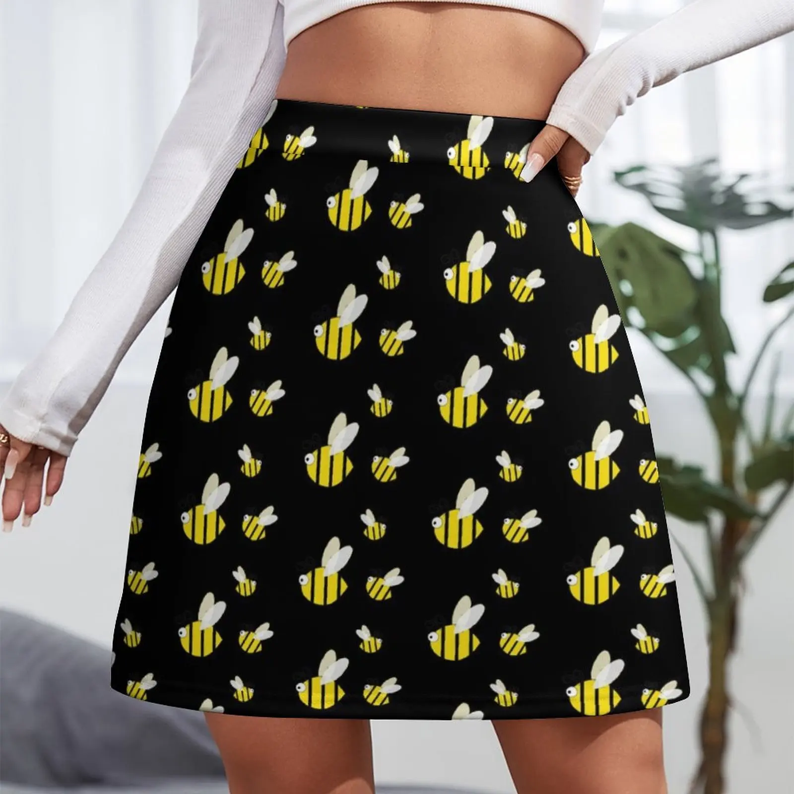 Cute bee on black background. Check my other bees. Mini Skirt summer dress women 2023 japanese fashion Miniskirt