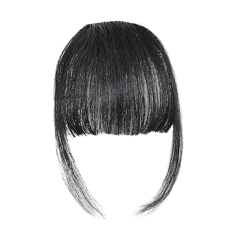 Synthetische künstliche Luftpony-Haarextensions, natürliche Haarverlängerung, vordere Fransen, Haarteil, Schwarzbraun, Clip-in-Pony, doppelte Seitenbärte, Haarstyling – Detail 9