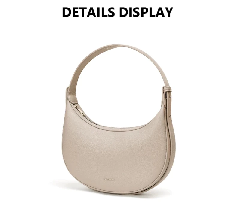 FOXER Marken-PU-Leder Damen Schultertasche 2026 – Modische Halbmond-Handtasche im luxuriösen Design – Umhängetasche als Geschenk für Mädchen – Detail 12