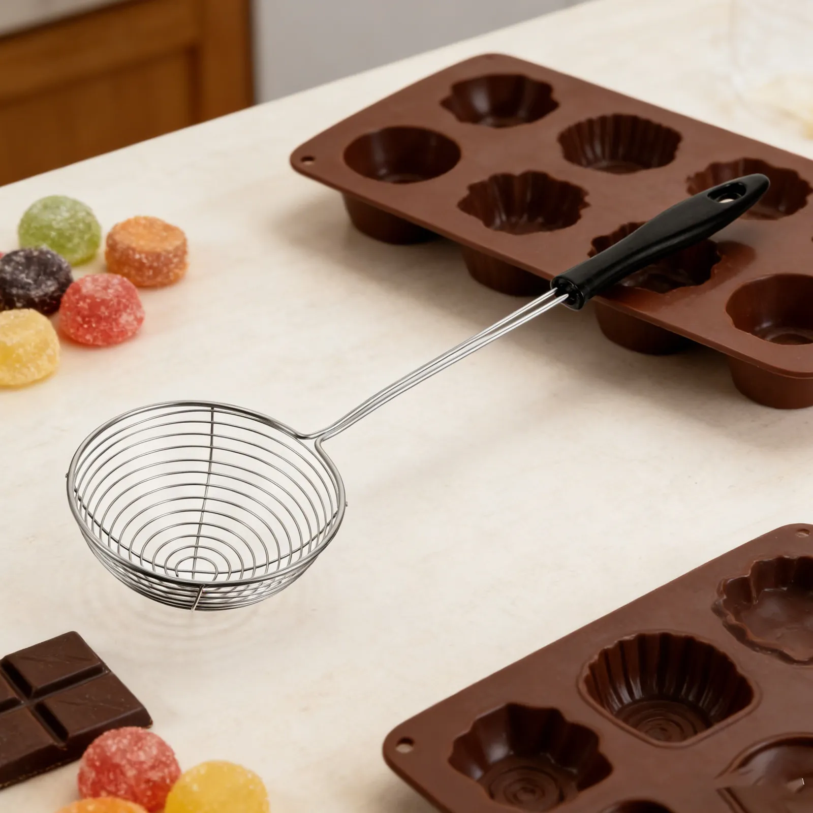 2Pcs Stainless Steel Chocolate Dipping Tools Set with Mesh Strainer Spoon for Truffles Candies Cookies DIY Desserts Homemade