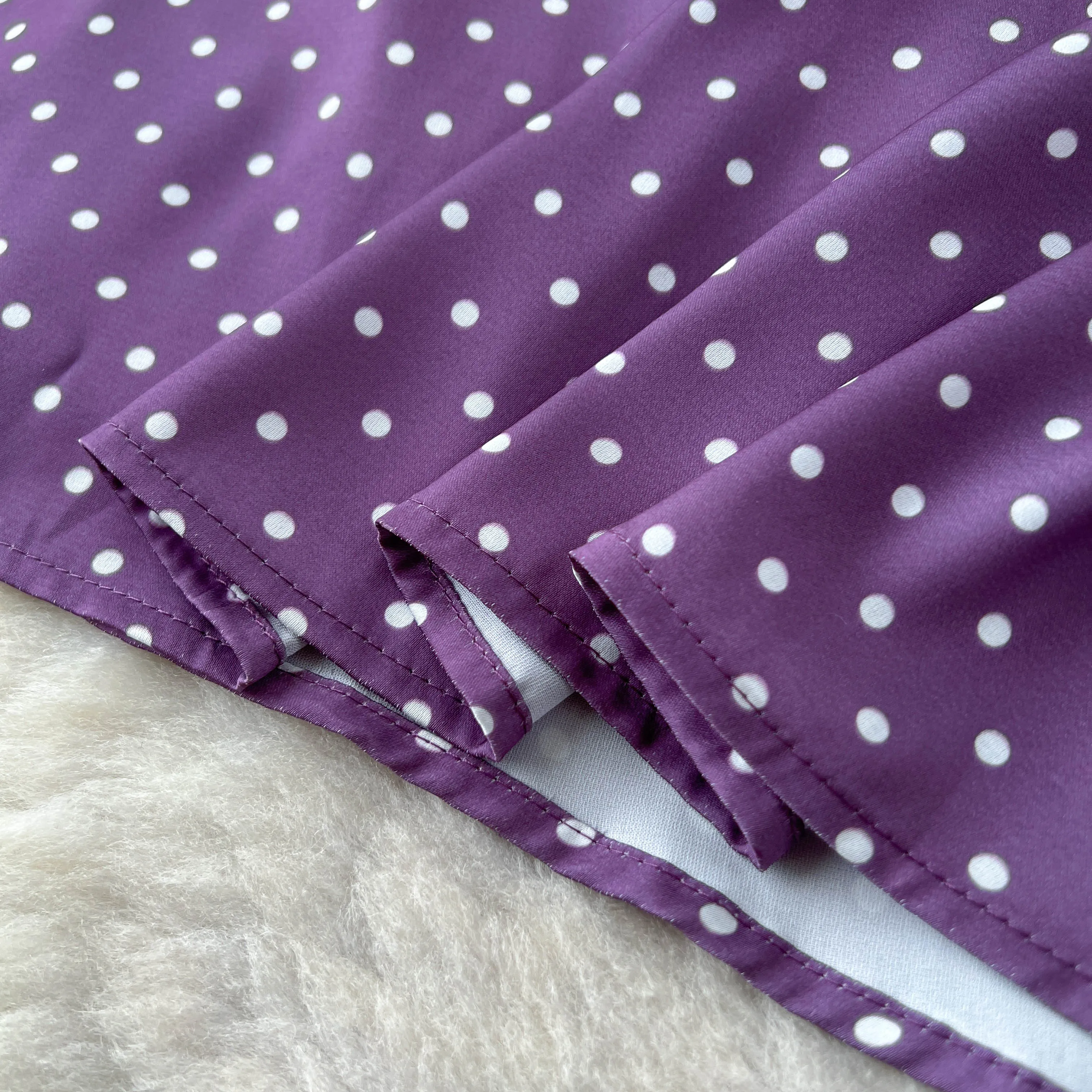 Chic Elegant Ruched Polka dot satin Korean Fashion Fairy Sexy High Waist Vestidos Summer Vacation dress