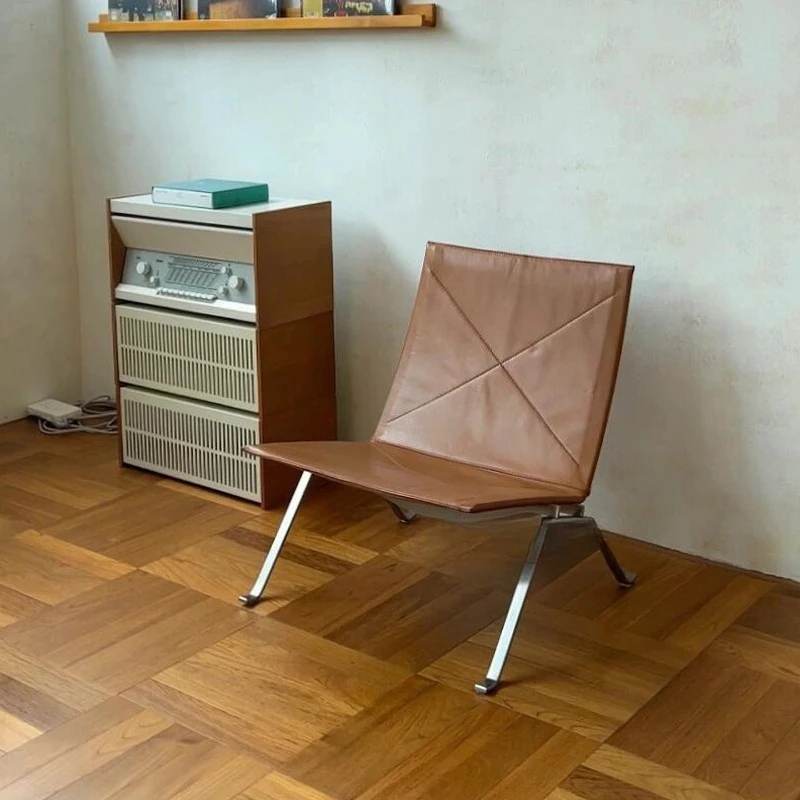 

Outdoor leisure chair simple stainless steel woven chair leather single sofa chair living room