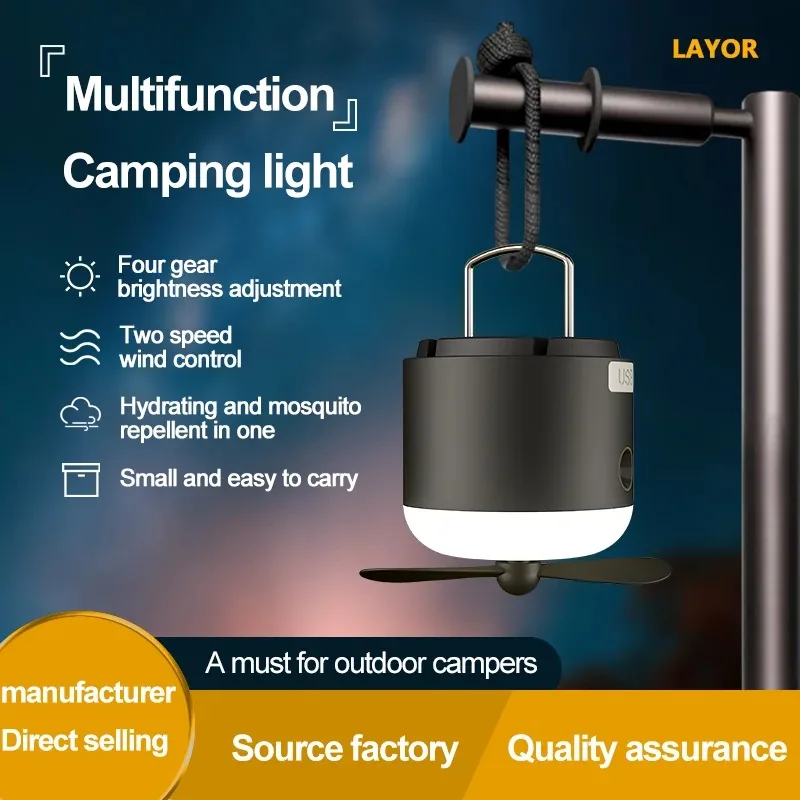 Atmosphere Surrounding Light for Camping, Tent Hanging, Mosquito Repellent, USB Charging, Multi-function, 1200mAh