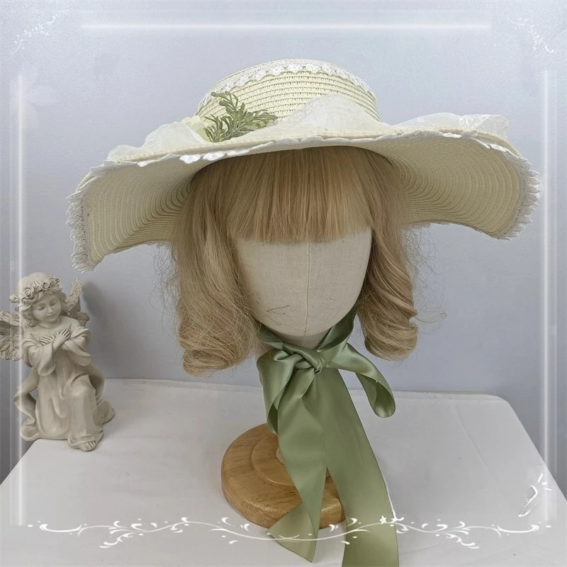 

Summer Outing Wide Brimmed Straw Hat Daisy Lace Lace Countryside Sweet Wide Brimmed Temperament Fairy Lace Sun Hat