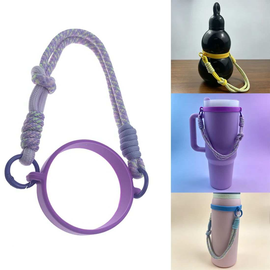 Water Bottle Handle strap lanyard - Silicone  Ring, Carrier, Holder with Strap Compatible ATANLEY Tumbler Bumper Bottle