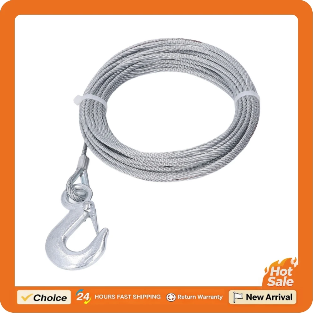 Winch Wire Rope 4mmx12m Cable 2000LBS Strength Stainless Steel Galvanized Replacement Winch Stainless Steel Line Winch Wire Rope