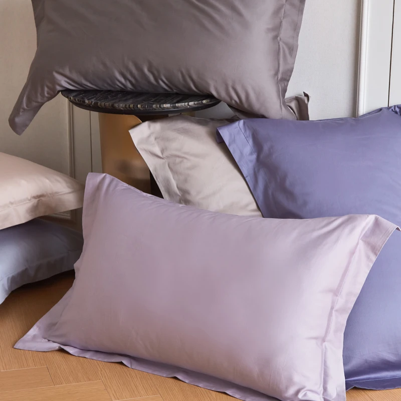 قطعتان من أغطية الوسائد المصنوعة من القطن المصري بنسبة 100%، مجموعة كيس وسادة بلون موحد مكونة من قطعتين، غطاء وسادة فائق النعومة للشعر والجلد 800TC