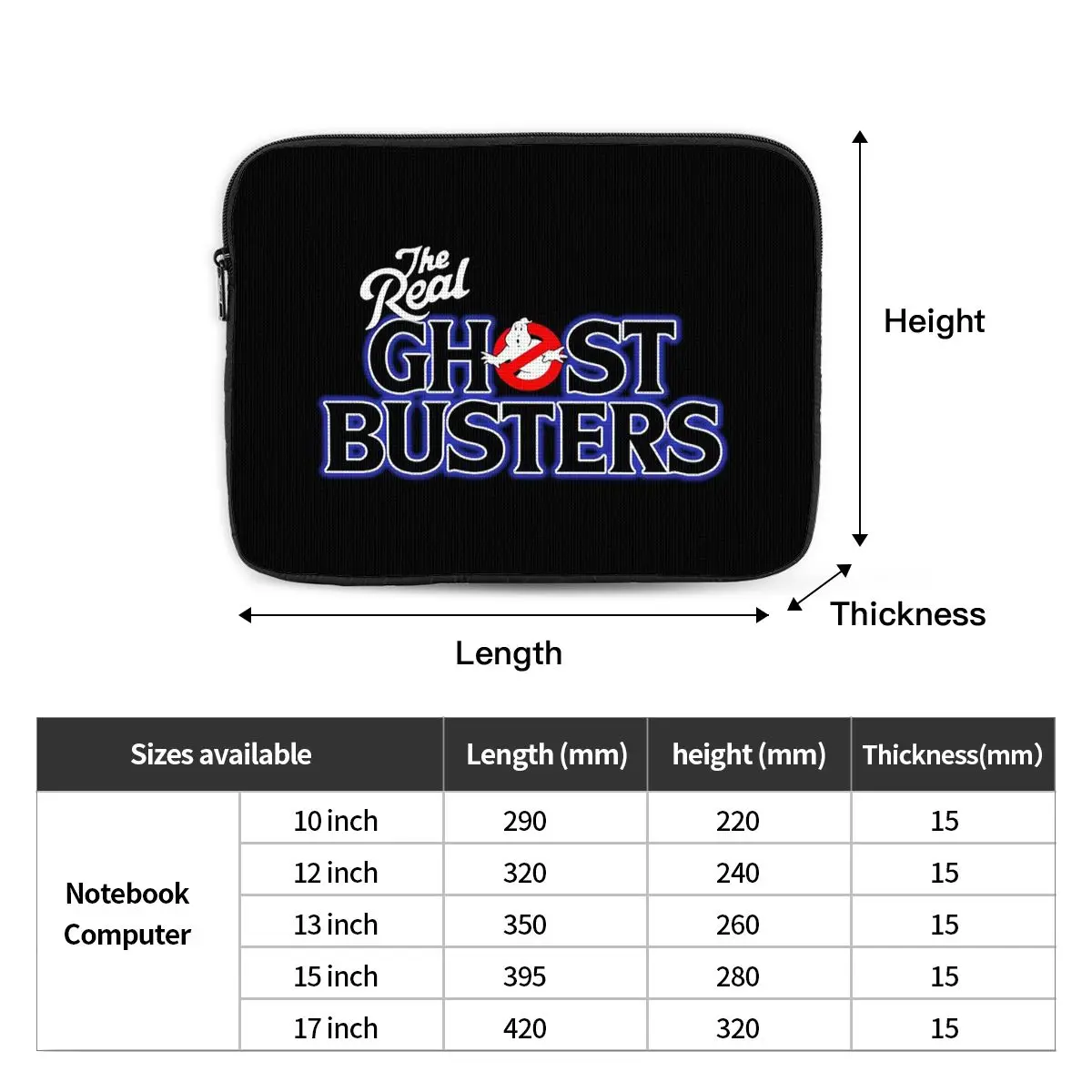 The GhostBusters Logo Pattern Notebook Laptop Bag Case Pouch Notebook Sleeve Cover Bag Tablet Shockproof Case Bag