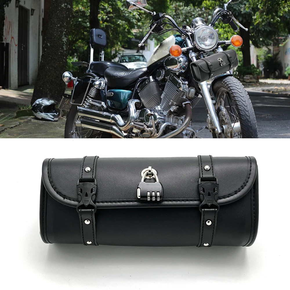 

Крутая седельная сумка в стиле ретро, водонепроницаемая сумка на руль с передней вилкой и замком, седельная сумка для мотоцикла из искусственной кожи, аксессуары для мотоциклов