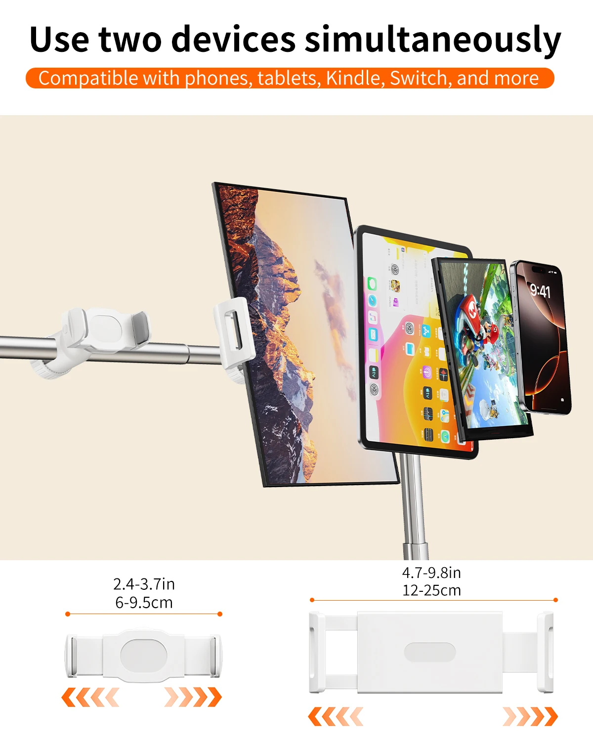 Eary Foldable Tablet Stand Phone Holder for Bed Rack Height Multi-Angle Adjustable Bracket for iPhone Samsung iPad for 4.7-12.9" view 6