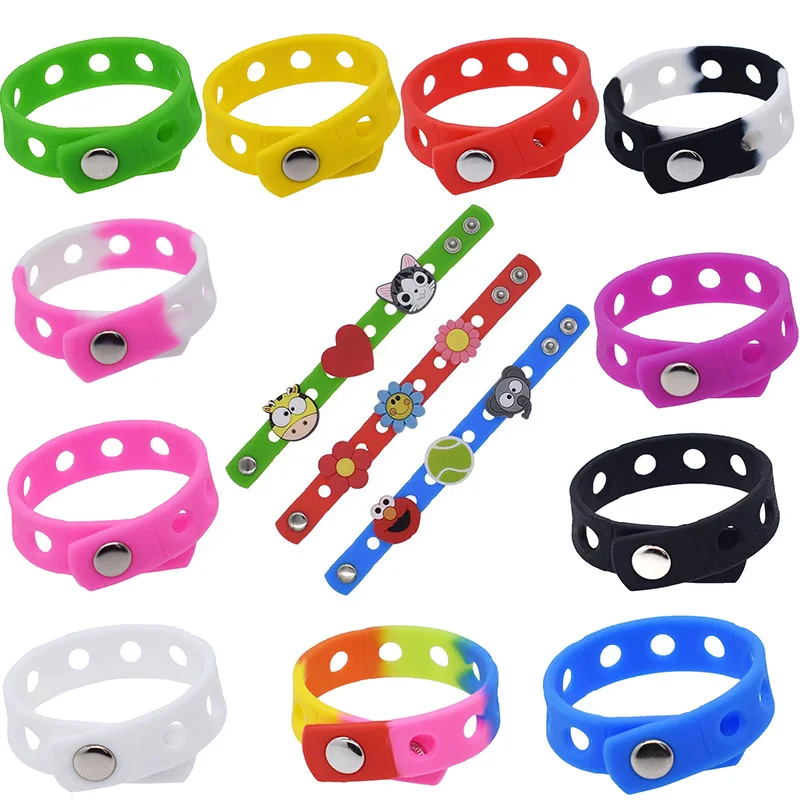 1PCS Random Color Silicone Bracelet Wristbands 18CM With Shoe  Buckle PVC Shoe Accessories Shoes charms Kid birthday Gifts