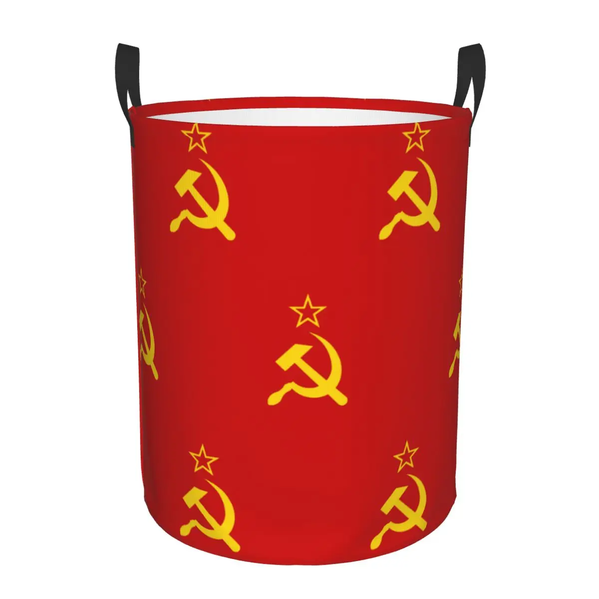 Retro Russian Soviet Flag Laundry Basket Collapsible USSR Hammer and Sickle CCCP Hamper for Nursery Toys Organizer Storage Bins