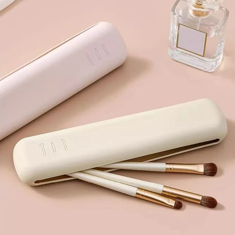 Silicone Brow Pencil Case Makeup Brush Eyeshadow Brush Storage Set Dust-Proof Simple Portable Travel Bag Specific